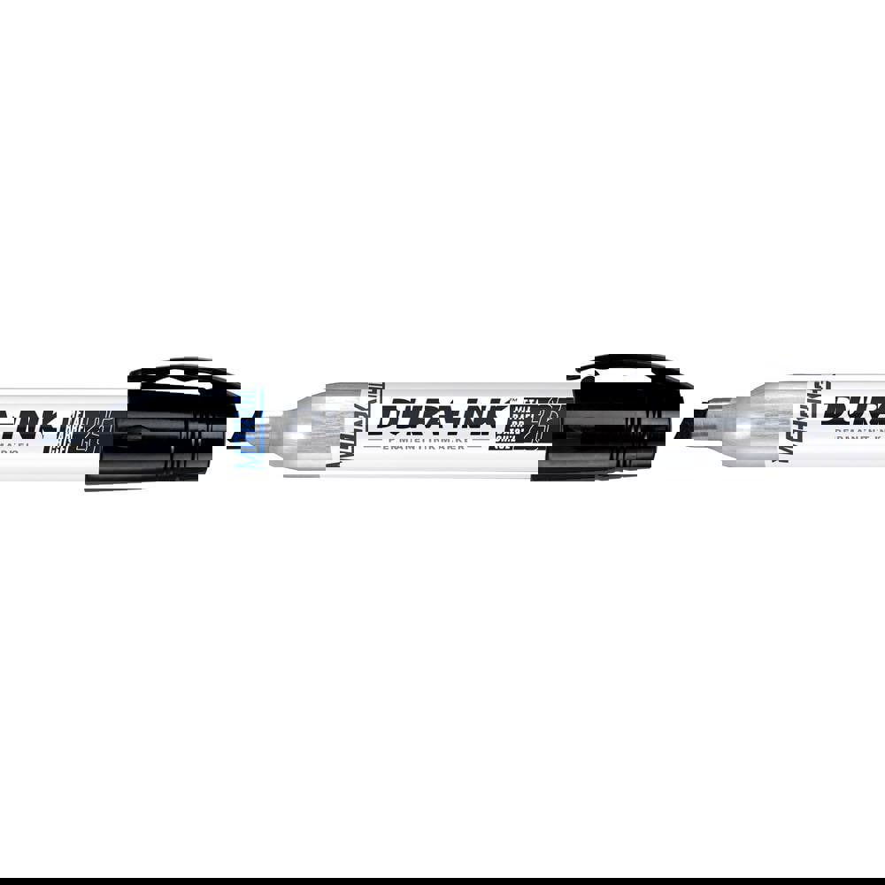 Metal barrel, permanent ink marker with medium chisel tip